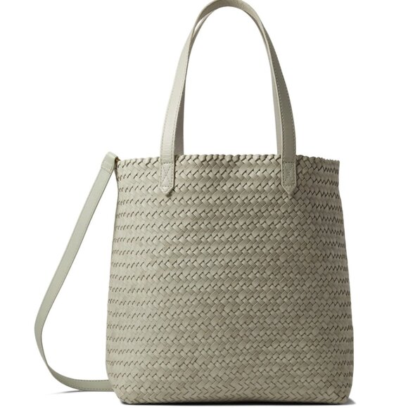 MADEWELL The Medium Transport Tote: Woven Leather Edition Ashen Sage Green Gray - Picture 1 of 16